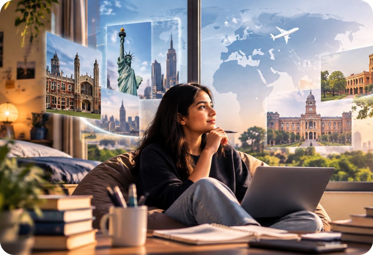 Student exploring global universities and universities in India