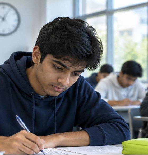 Student writing a JEE Main mock test